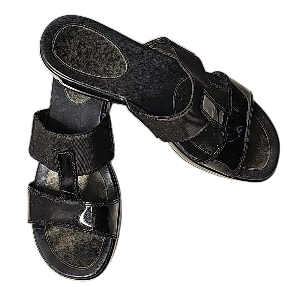 Sandals by Cole Haan Platform Black and Patent Look Comfort Soles Size 8